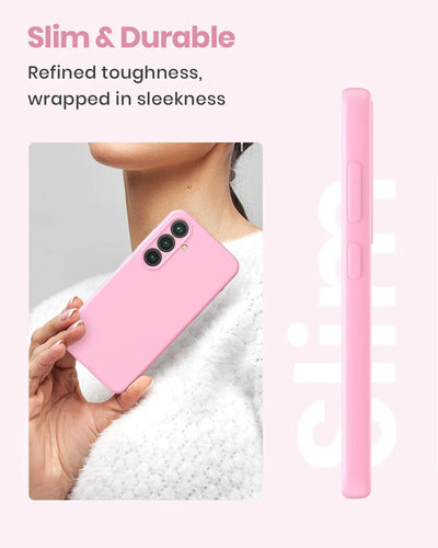 Funda De Silicona Líquida Para Samsung Galaxy S25 Rosa Lisa