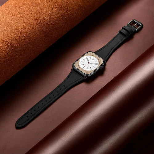 Correa De Cuero Slim Para Apple Watch Negro 3.2 Cm