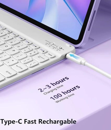 Funda Con Teclado Para iPad Air 11'' M3/m2, 2025 Lila