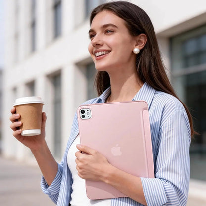 Funda iPad Pro Trasera Translúcida Con Soporte Tríptico Rosa
