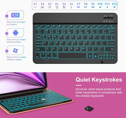 Funda Con Teclado Para iPad Air 11-inch Y Air 10.9 Inch Rosa